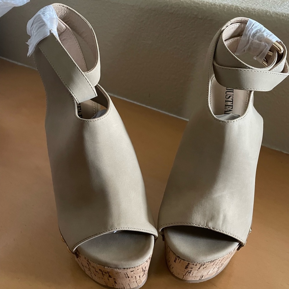 JUSTFAB, Sarahh, Nude Wedges